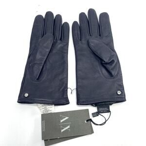 NWT AX Armani Exchange Leather Gloves Dark Fig Purp Women's Sz M/L Touch Screen